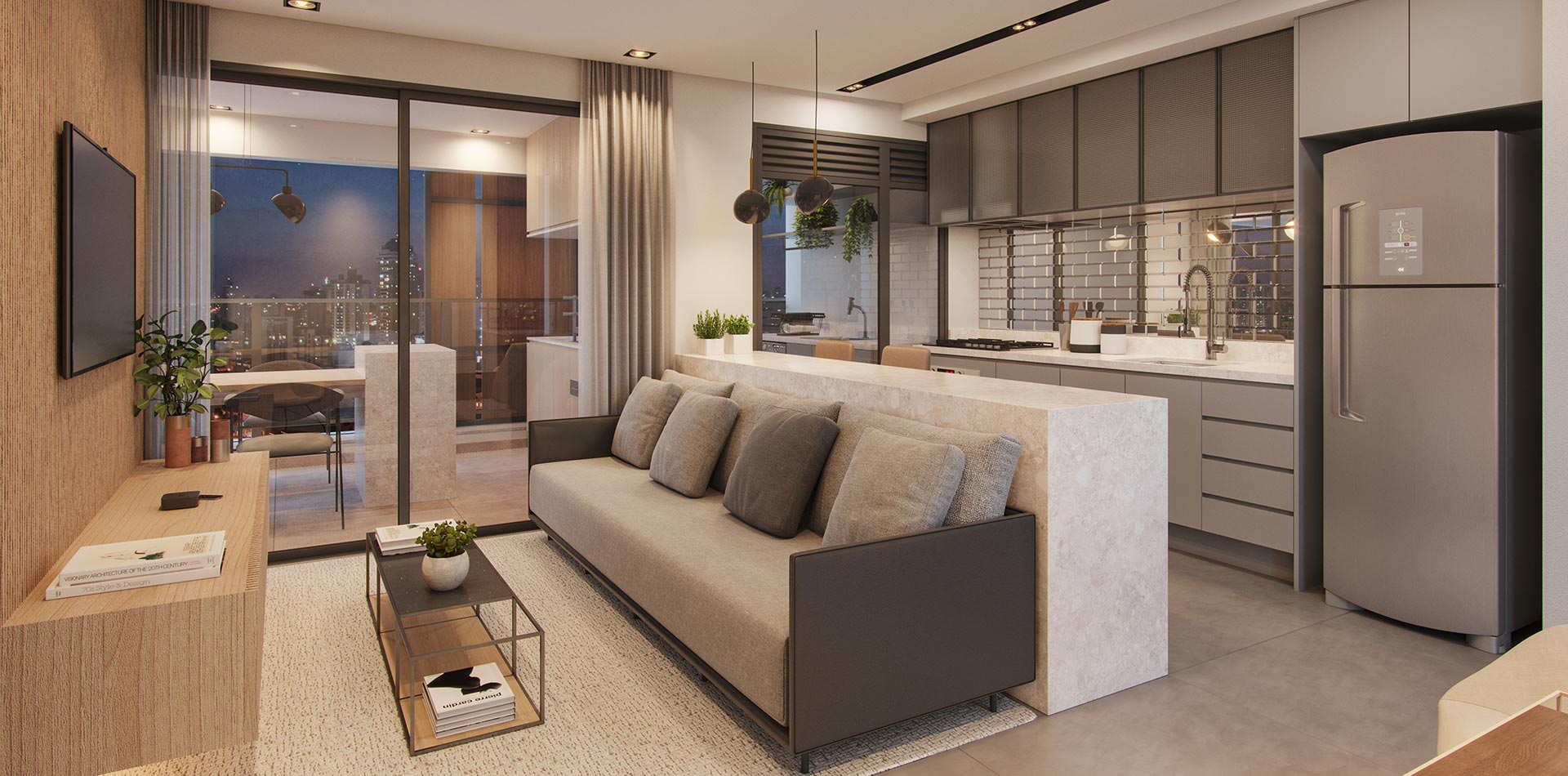 LIVING DO APTO TIPO 71M²